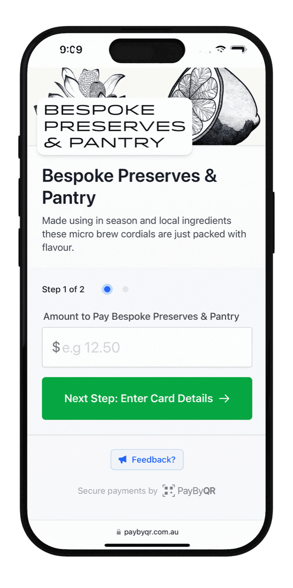 Pay By QR checkout screen on a customer's phone
